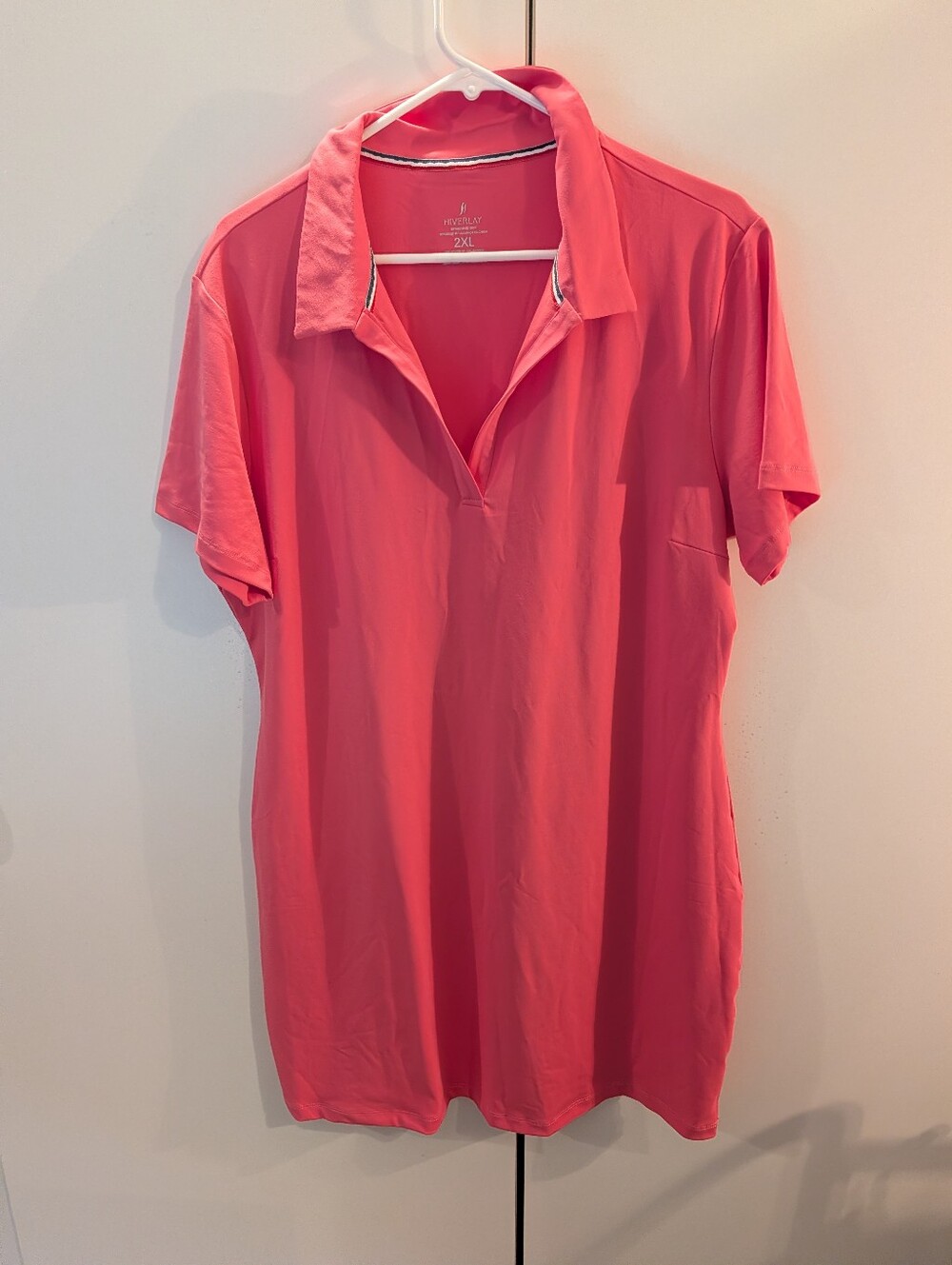 Hiverlay Woman's 2XL Coral Pink Polo Tunic